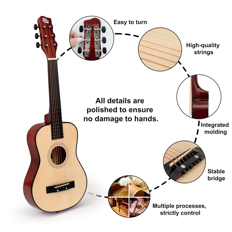 CB SKY 30" Wooden Acoustic Guitar for Kids/Boys/Girls/Beginners/Guitar for age 3-5 5-9 Natural - Image 3